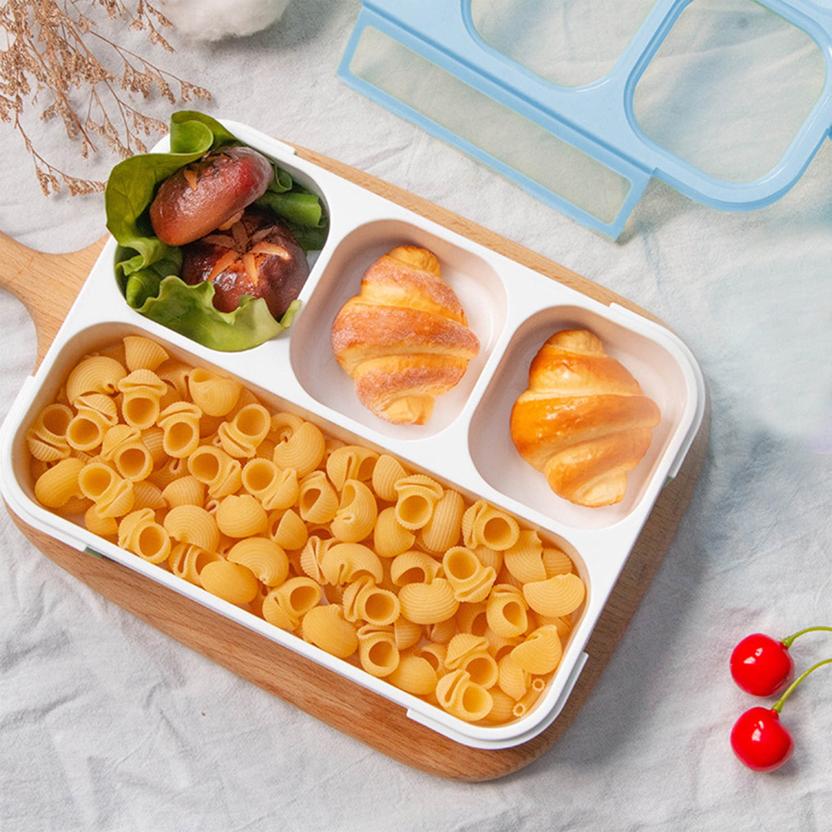 Xuniizn Bento Box Adult Lunch Box, Containers for Adults Men Women, Lunchable Food Container with Utensils, Sauce Jar, Muffin Liners, Microwave & Dishwasher Safe Blue#7
