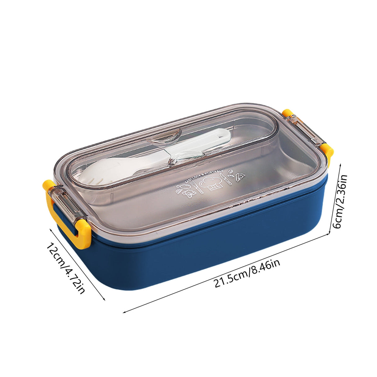 Xuniizn Bento Box Adult Lunch Box, Containers for Adults Men Women, Lunchable Food Container with Utensils, Sauce Jar, Muffin Liners, Microwave & Dishwasher Safe Blue#9