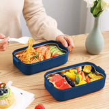 Xuniizn Bento Box Adult Lunch Box, Containers for Adults Men Women, Lunchable Food Container with Utensils, Sauce Jar, Muffin Liners, Microwave & Dishwasher Safe Blue#9