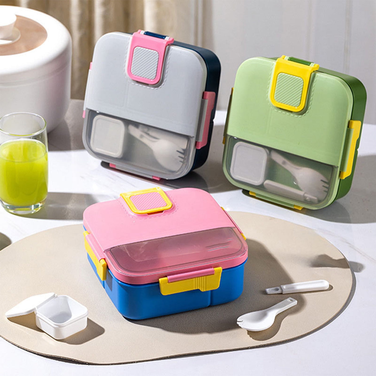 Xuniizn Bento Box Adult Lunch Box, Containers for Adults Men Women, Lunchable Food Container with Utensils, Sauce Jar, Muffin Liners, Microwave & Dishwasher Safe Green#1