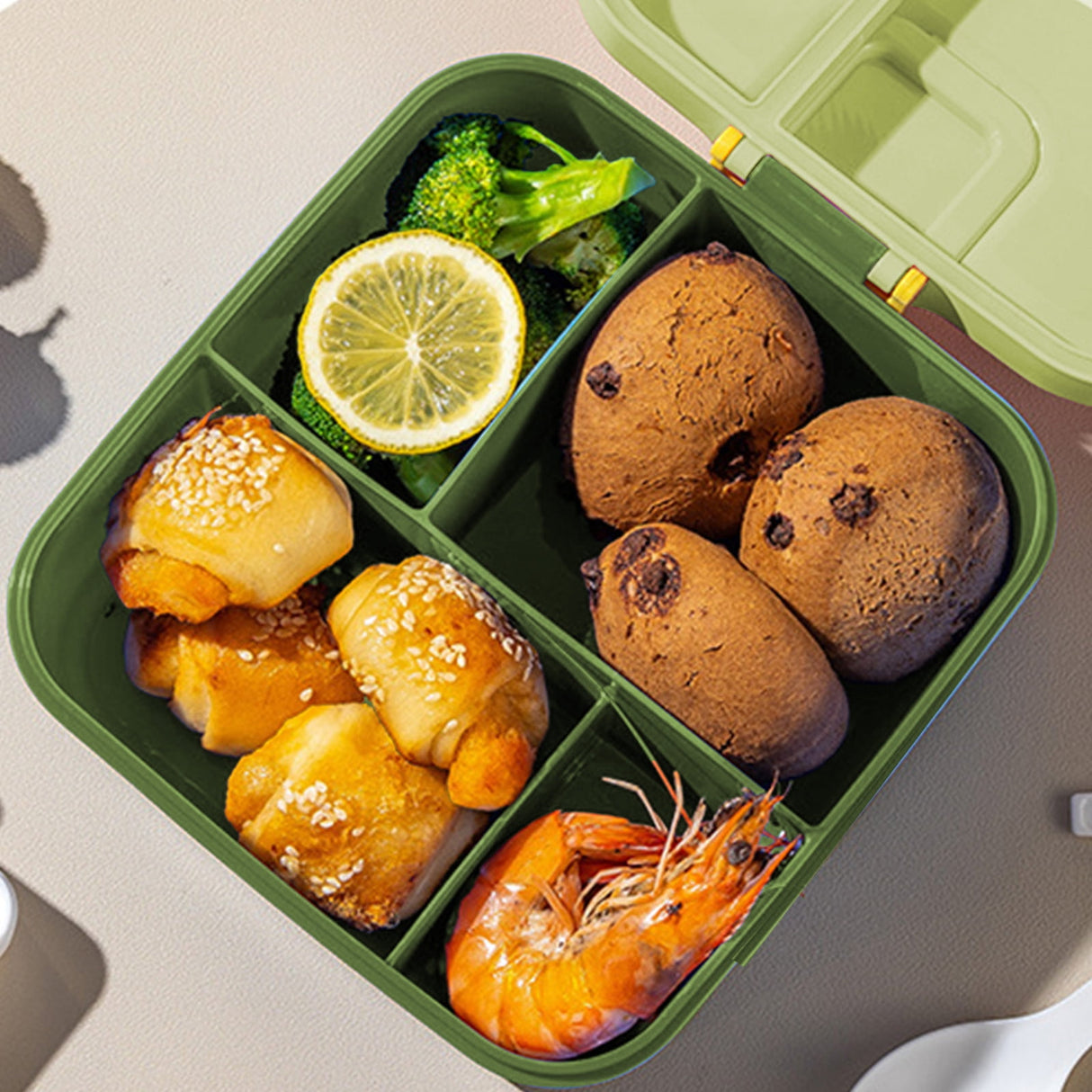 Xuniizn Bento Box Adult Lunch Box, Containers for Adults Men Women, Lunchable Food Container with Utensils, Sauce Jar, Muffin Liners, Microwave & Dishwasher Safe Green#1