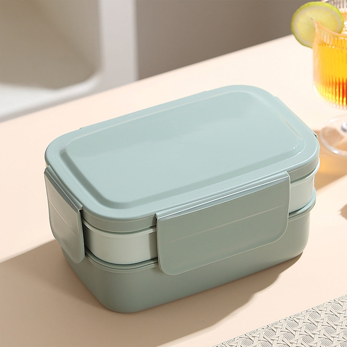Xuniizn Bento Box Adult Lunch Box, Containers for Adults Men Women, Lunchable Food Container with Utensils, Sauce Jar, Muffin Liners, Microwave & Dishwasher Safe Green#3