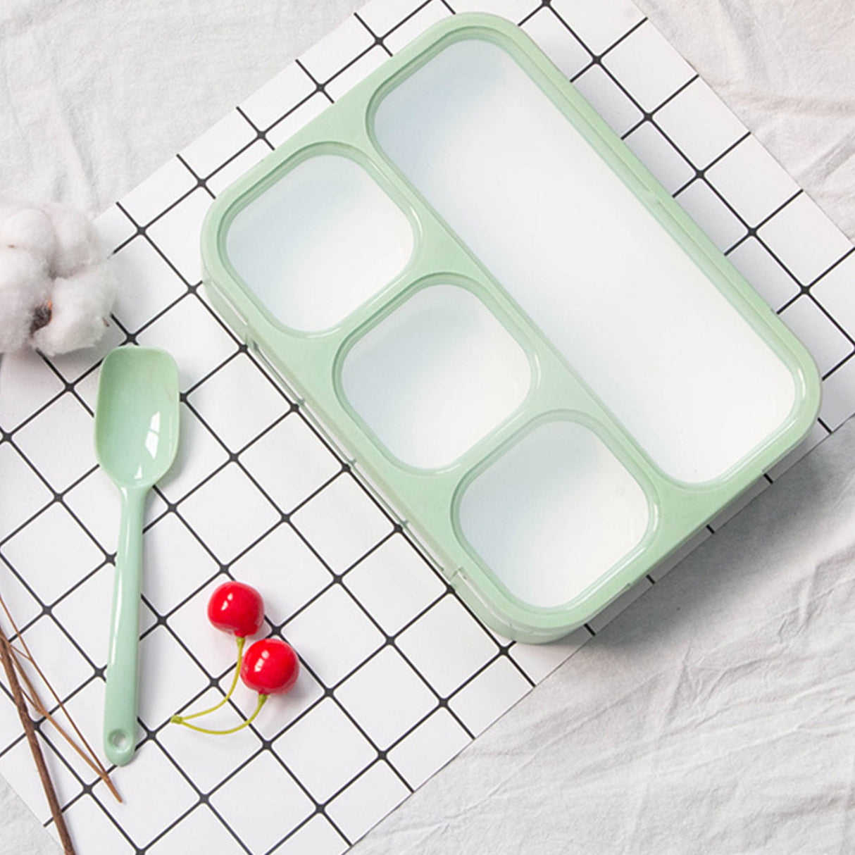 Xuniizn Bento Box Adult Lunch Box, Containers for Adults Men Women, Lunchable Food Container with Utensils, Sauce Jar, Muffin Liners, Microwave & Dishwasher Safe Green#4