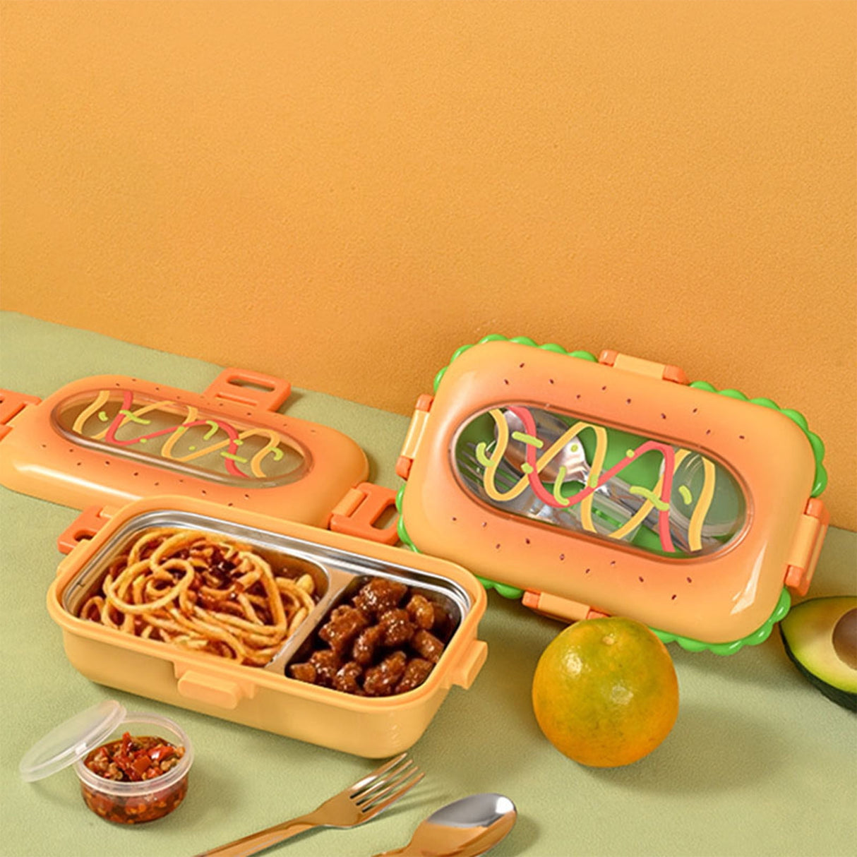 Xuniizn Bento Box Adult Lunch Box, Containers for Adults Men Women, Lunchable Food Container with Utensils, Sauce Jar, Muffin Liners, Microwave & Dishwasher Safe Multicolor