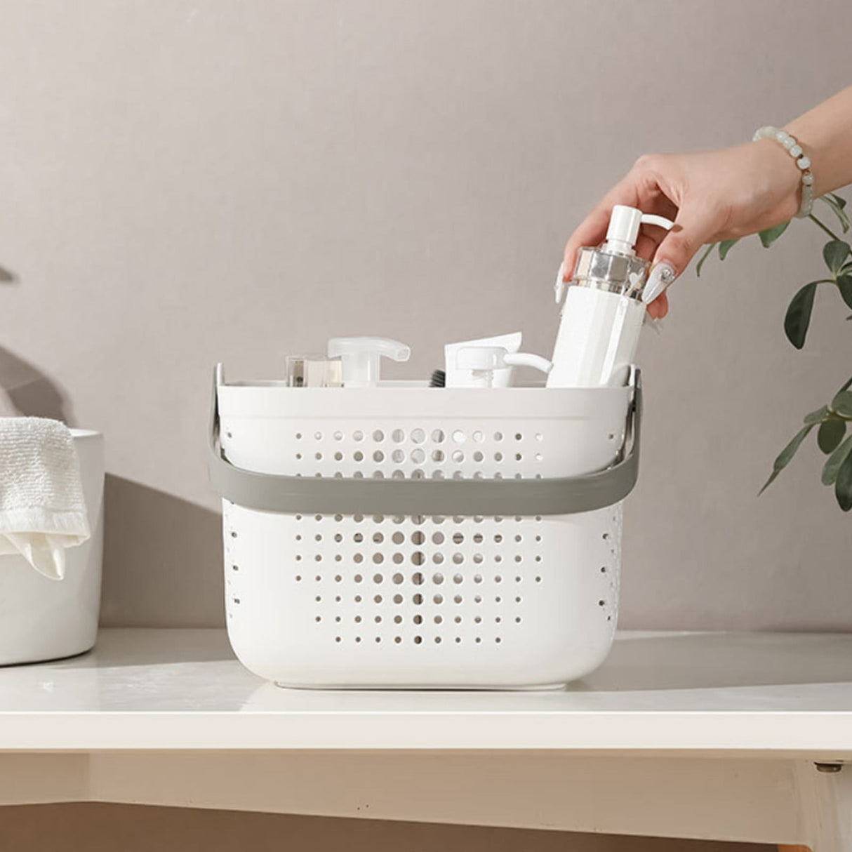 Xuniizn Plastic Shower Caddy Portable Bucket, Cleaning Shower Basket with Handle Compartments Storage Organizer for Bathroom Kitchen College Dorm Sink A