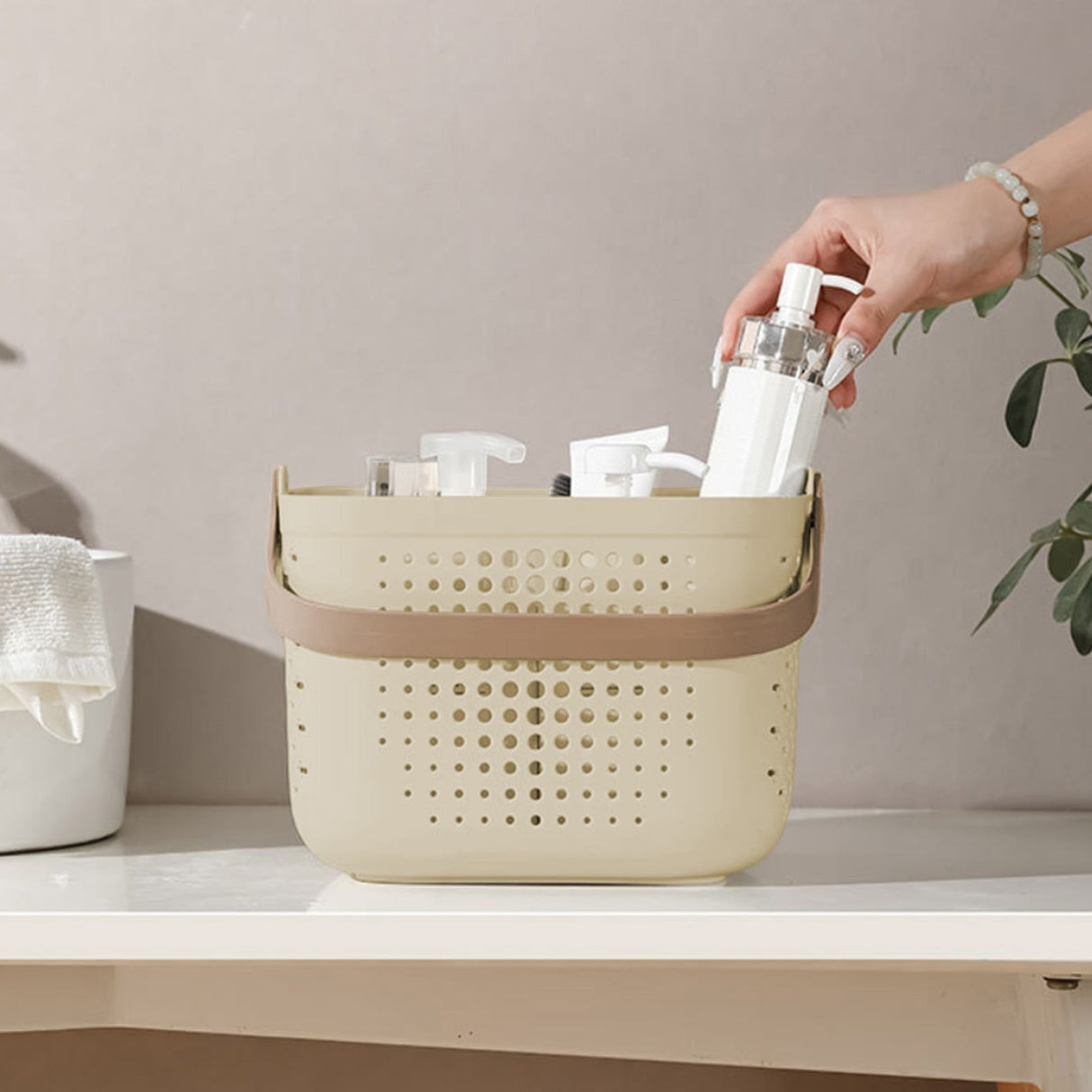 Xuniizn Plastic Shower Caddy Portable Bucket, Cleaning Shower Basket with Handle Compartments Storage Organizer for Bathroom Kitchen College Dorm Sink B