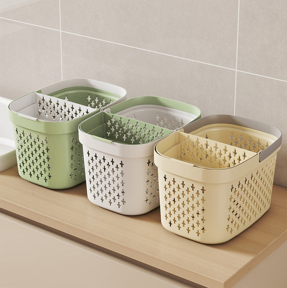Xuniizn Plastic Shower Caddy Portable Bucket, Cleaning Shower Basket with Handle Compartments Storage Organizer for Bathroom Kitchen College Dorm Sink D