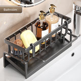 PALIFEUR Sponge Holder for Kitchen Sink, Kitchen Sink Organizer Rustproof 304 Stainless Steel Detachable Dishcloth Rack Sink Caddy, Kitchen Sponge Holder Bathroom Organizer Brush Holder Storage Gray