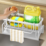 PALIFEUR Sponge Holder for Kitchen Sink, Kitchen Sink Organizer Rustproof 304 Stainless Steel Detachable Dishcloth Rack Sink Caddy, Kitchen Sponge Holder Bathroom Organizer Brush Holder Storage White