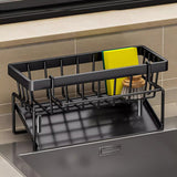 PALIFEUR Sponge Holder for Kitchen Sink, Kitchen Sink Organizer Rustproof 304 Stainless Steel Detachable Dishcloth Rack Sink Caddy, Kitchen Sponge Holder Bathroom Organizer Brush Holder Storage XA_#Black