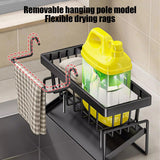 PALIFEUR Sponge Holder for Kitchen Sink, Kitchen Sink Organizer Rustproof 304 Stainless Steel Detachable Dishcloth Rack Sink Caddy, Kitchen Sponge Holder Bathroom Organizer Brush Holder Storage XA_#Black