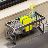 PALIFEUR Sponge Holder for Kitchen Sink, Kitchen Sink Organizer Rustproof 304 Stainless Steel Detachable Dishcloth Rack Sink Caddy, Kitchen Sponge Holder Bathroom Organizer Brush Holder Storage XA_#Gray