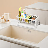 PALIFEUR Sponge Holder for Kitchen Sink, Kitchen Sink Organizer Rustproof 304 Stainless Steel Detachable Dishcloth Rack Sink Caddy, Kitchen Sponge Holder Bathroom Organizer Brush Holder Storage XA_#White