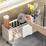 PALIFEUR Sponge Holder for Kitchen Sink, Kitchen Sink Organizer Rustproof 304 Stainless Steel Detachable Dishcloth Rack Sink Caddy, Kitchen Sponge Holder Bathroom Organizer Brush Holder Storage XB_#Beige