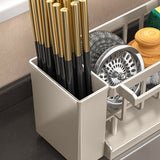 PALIFEUR Sponge Holder for Kitchen Sink, Kitchen Sink Organizer Rustproof 304 Stainless Steel Detachable Dishcloth Rack Sink Caddy, Kitchen Sponge Holder Bathroom Organizer Brush Holder Storage XB_#Beige