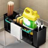 PALIFEUR Sponge Holder for Kitchen Sink, Kitchen Sink Organizer Rustproof 304 Stainless Steel Detachable Dishcloth Rack Sink Caddy, Kitchen Sponge Holder Bathroom Organizer Brush Holder Storage XB_#Black