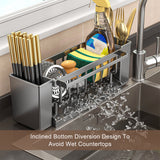 PALIFEUR Sponge Holder for Kitchen Sink, Kitchen Sink Organizer Rustproof 304 Stainless Steel Detachable Dishcloth Rack Sink Caddy, Kitchen Sponge Holder Bathroom Organizer Brush Holder Storage XB_#Gray