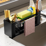 PALIFEUR Sponge Holder for Kitchen Sink, Kitchen Sink Organizer Rustproof 304 Stainless Steel Detachable Dishcloth Rack Sink Caddy, Kitchen Sponge Holder Bathroom Organizer Brush Holder Storage XC_#Black