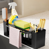 PALIFEUR Sponge Holder for Kitchen Sink, Kitchen Sink Organizer Rustproof 304 Stainless Steel Detachable Dishcloth Rack Sink Caddy, Kitchen Sponge Holder Bathroom Organizer Brush Holder Storage XC_#Black