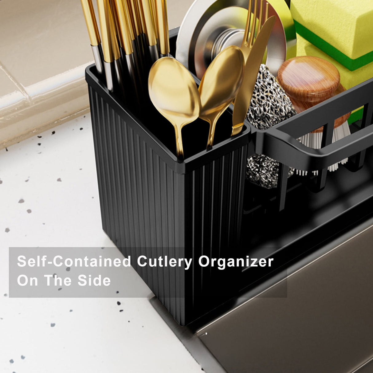 PALIFEUR Sponge Holder for Kitchen Sink, Kitchen Sink Organizer Rustproof 304 Stainless Steel Detachable Dishcloth Rack Sink Caddy, Kitchen Sponge Holder Bathroom Organizer Brush Holder Storage XC_#Black