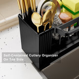 PALIFEUR Sponge Holder for Kitchen Sink, Kitchen Sink Organizer Rustproof 304 Stainless Steel Detachable Dishcloth Rack Sink Caddy, Kitchen Sponge Holder Bathroom Organizer Brush Holder Storage XC_#Black