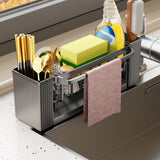 PALIFEUR Sponge Holder for Kitchen Sink, Kitchen Sink Organizer Rustproof 304 Stainless Steel Detachable Dishcloth Rack Sink Caddy, Kitchen Sponge Holder Bathroom Organizer Brush Holder Storage XC_#Gray