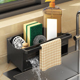 PALIFEUR Sponge Holder for Kitchen Sink, Kitchen Sink Organizer Rustproof 304 Stainless Steel Detachable Dishcloth Rack Sink Caddy, Kitchen Sponge Holder Bathroom Organizer Brush Holder Storage XD_#Black
