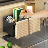 PALIFEUR Sponge Holder for Kitchen Sink, Kitchen Sink Organizer Rustproof 304 Stainless Steel Detachable Dishcloth Rack Sink Caddy, Kitchen Sponge Holder Bathroom Organizer Brush Holder Storage XD_#Black