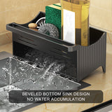 PALIFEUR Sponge Holder for Kitchen Sink, Kitchen Sink Organizer Rustproof 304 Stainless Steel Detachable Dishcloth Rack Sink Caddy, Kitchen Sponge Holder Bathroom Organizer Brush Holder Storage XD_#Black