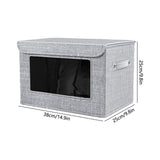 Wzzjkit Clothes Storage Bins, Foldable Storage Bin for Clothes, Clothing Storage Bins with Lid, Linen Storage Box with Clear Window＆ Zippers＆ Sturdy Handles M