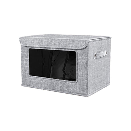 Wzzjkit Clothes Storage Bins, Foldable Storage Bin for Clothes, Clothing Storage Bins with Lid, Linen Storage Box with Clear Window＆ Zippers＆ Sturdy Handles S