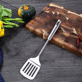 Tyidzon 13 Inch Stainless Steel Spatula Silver Slotted Metal Spatula Heavy Duty Sturdy Kitchen Spatula High Heat Resistant Fryer Barbecue Cookware Etc Kitchen Meat Spatula Silver