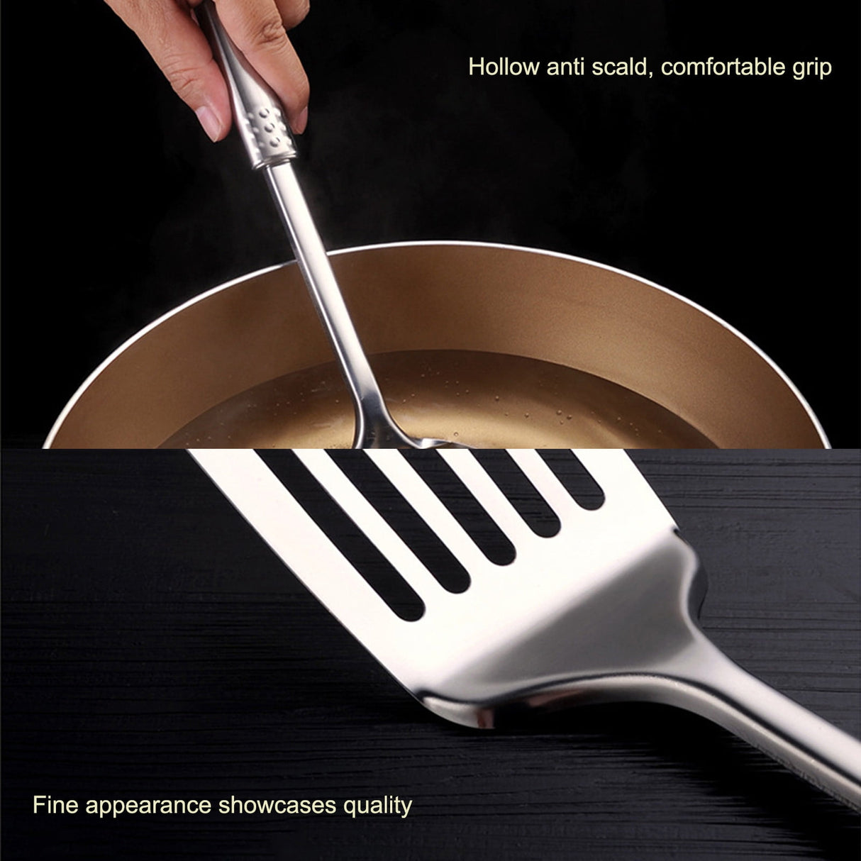 Tyidzon 13 Inch Stainless Steel Spatula Silver Slotted Metal Spatula Heavy Duty Sturdy Kitchen Spatula High Heat Resistant Fryer Barbecue Cookware Etc Kitchen Meat Spatula Silver