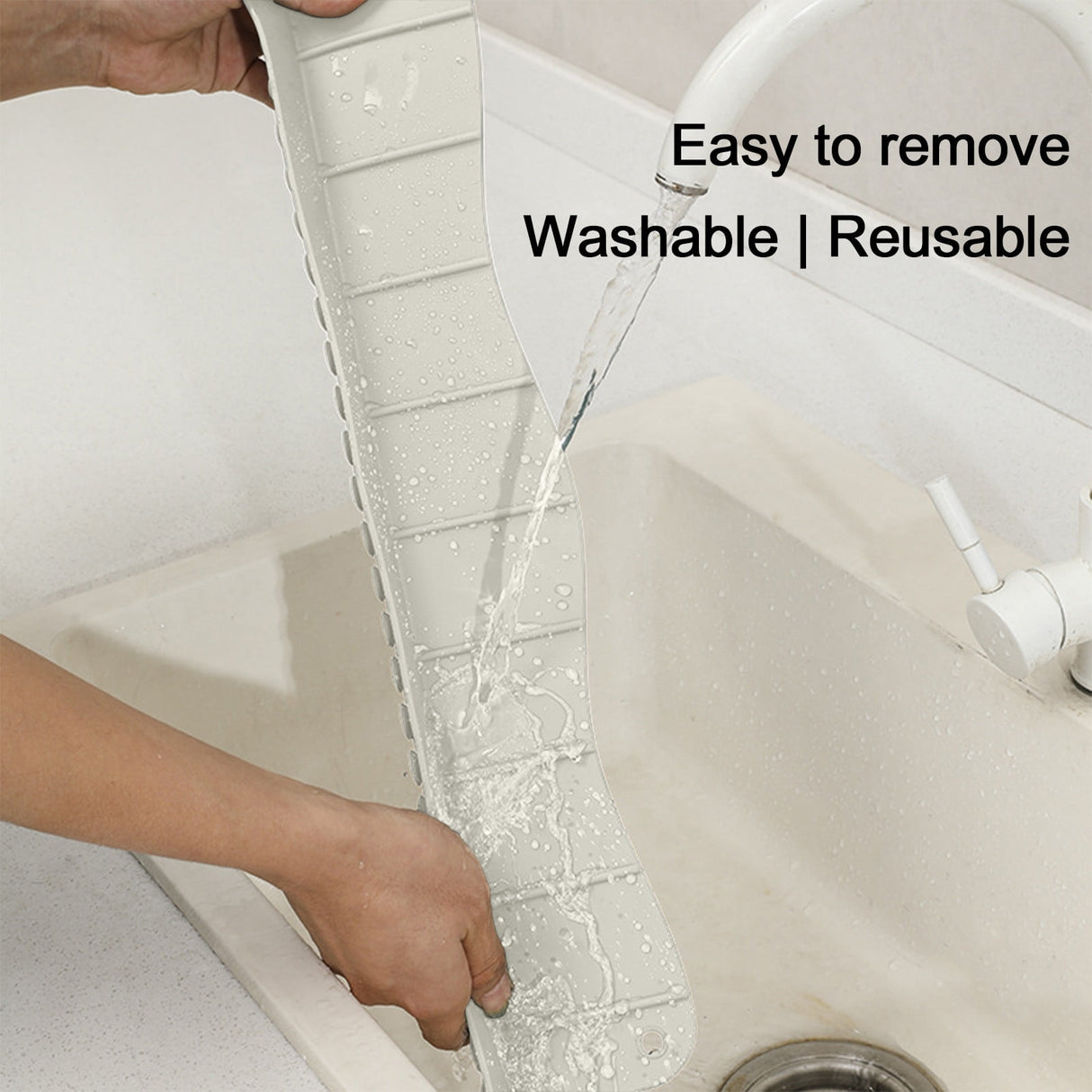 Tyidzon Silicone Sink Splash Guard 19.29X3.54X1.97 Inch Water Splash Guard for Kitchen and Bathroom Kitchen Sink Splash Guard with Suction Cup White