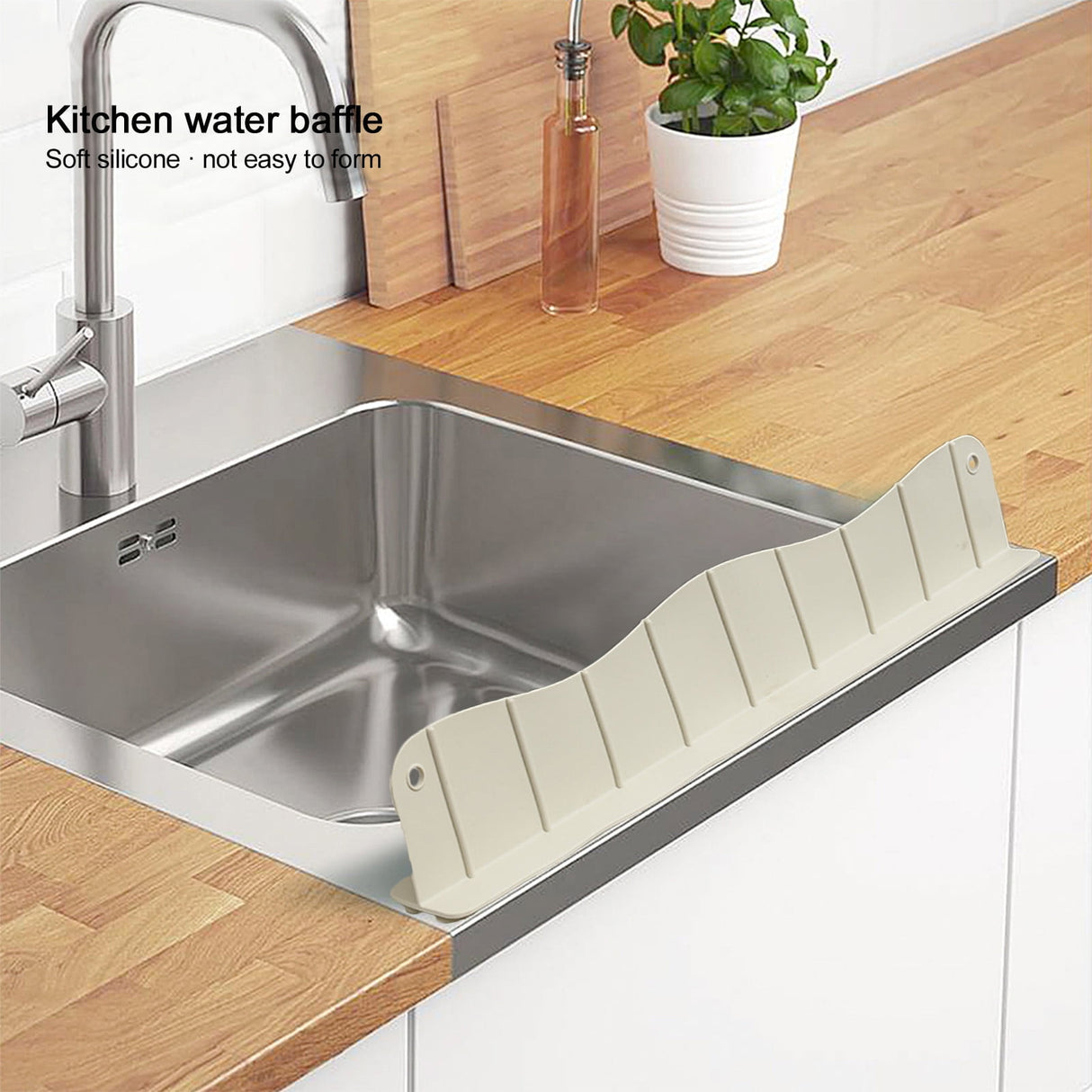 Tyidzon Silicone Sink Splash Guard 19.29X3.54X1.97 Inch Water Splash Guard for Kitchen and Bathroom Kitchen Sink Splash Guard with Suction Cup White