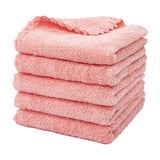5 Pack Fiber Cleaning Cloth for Kitchen, Countertops, Dishes and Daily Home Cleaning, Pink, for Everyday Home Use