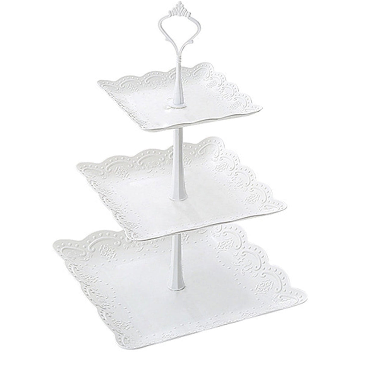 JWDX Cake Stand Clearance! Three-Tier Cake Stand, Three-Tier Fruit Plate, Afternoon Tea Plate H, Cake Stand Fruit Dried Stand Dessert Stand Dessert Fruit Stand Set Plastic Housekeeping & Organizers Z1-White