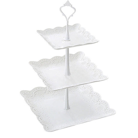 JWDX Cake Stand Clearance! Three-Tier Cake Stand, Three-Tier Fruit Plate, Afternoon Tea Plate H, Cake Stand Fruit Dried Stand Dessert Stand Dessert Fruit Stand Set Plastic Housekeeping & Organizers Z1-White