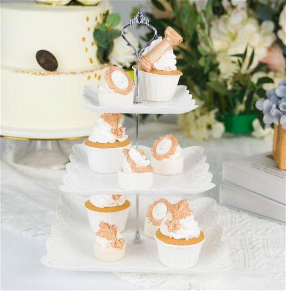 JWDX Cake Stand Clearance! Three-Tier Cake Stand, Three-Tier Fruit Plate, Afternoon Tea Plate H, Cake Stand Fruit Dried Stand Dessert Stand Dessert Fruit Stand Set Plastic Housekeeping & Organizers Z2-H