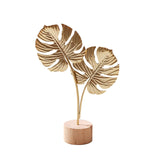 Leaf Decor Metal Golden Leaf Ornaments and Base Modern Simple Gold Leaf Table Sculpture for Living Room Bedroom Bookshelf Desktop Decoratio, Valentines Day Decorations: Desktop Ornament Gold3