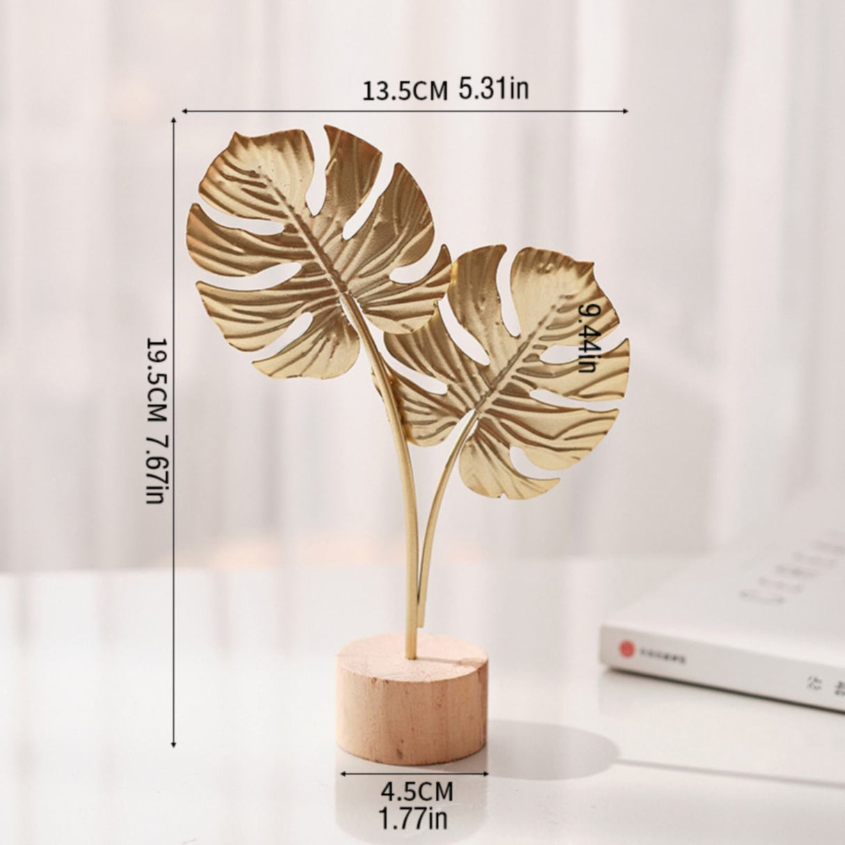 Leaf Decor Metal Golden Leaf Ornaments and Base Modern Simple Gold Leaf Table Sculpture for Living Room Bedroom Bookshelf Desktop Decoratio, Valentines Day Decorations: Desktop Ornament Gold4