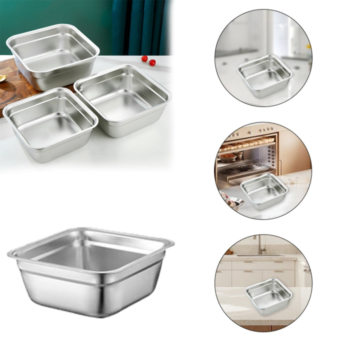 JWDX Closure Bags and Lids and Boxes Clearance, 1Pc Dish Tub for Kitchen Sink Square Stainless Tub with Smooth and Wide Edge Stackable Stable Flat Bottom Multi Purpose Wash Basin As shown