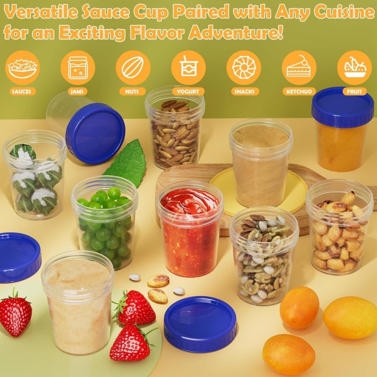 JWDX Food Storage Clearance, 4 Ounce Dressing Container Leak Proof Seasoning Container with Lid Reusable Screw Lid Plastic Container As shown