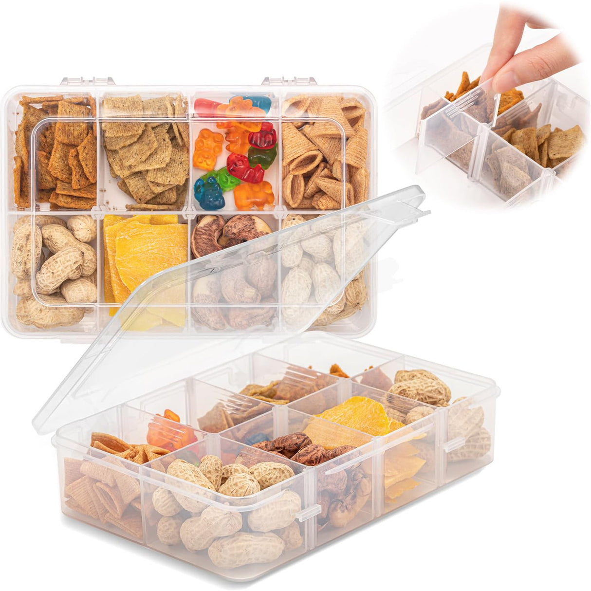 JWDX Food Storage Clearance, Snack Box Containers for Little Boys and Girls Snack Box Containers with 10 Adjustable Compartments Snack Box for Travel Meals Portable Easy to Use and Clean As shown