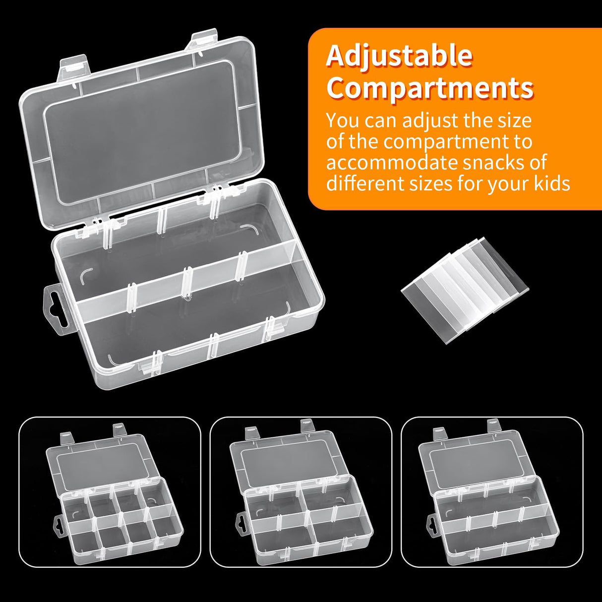 JWDX Food Storage Clearance, Snack Box Containers for Little Boys and Girls Snack Box Containers with 10 Adjustable Compartments Snack Box for Travel Meals Portable Easy to Use and Clean As shown