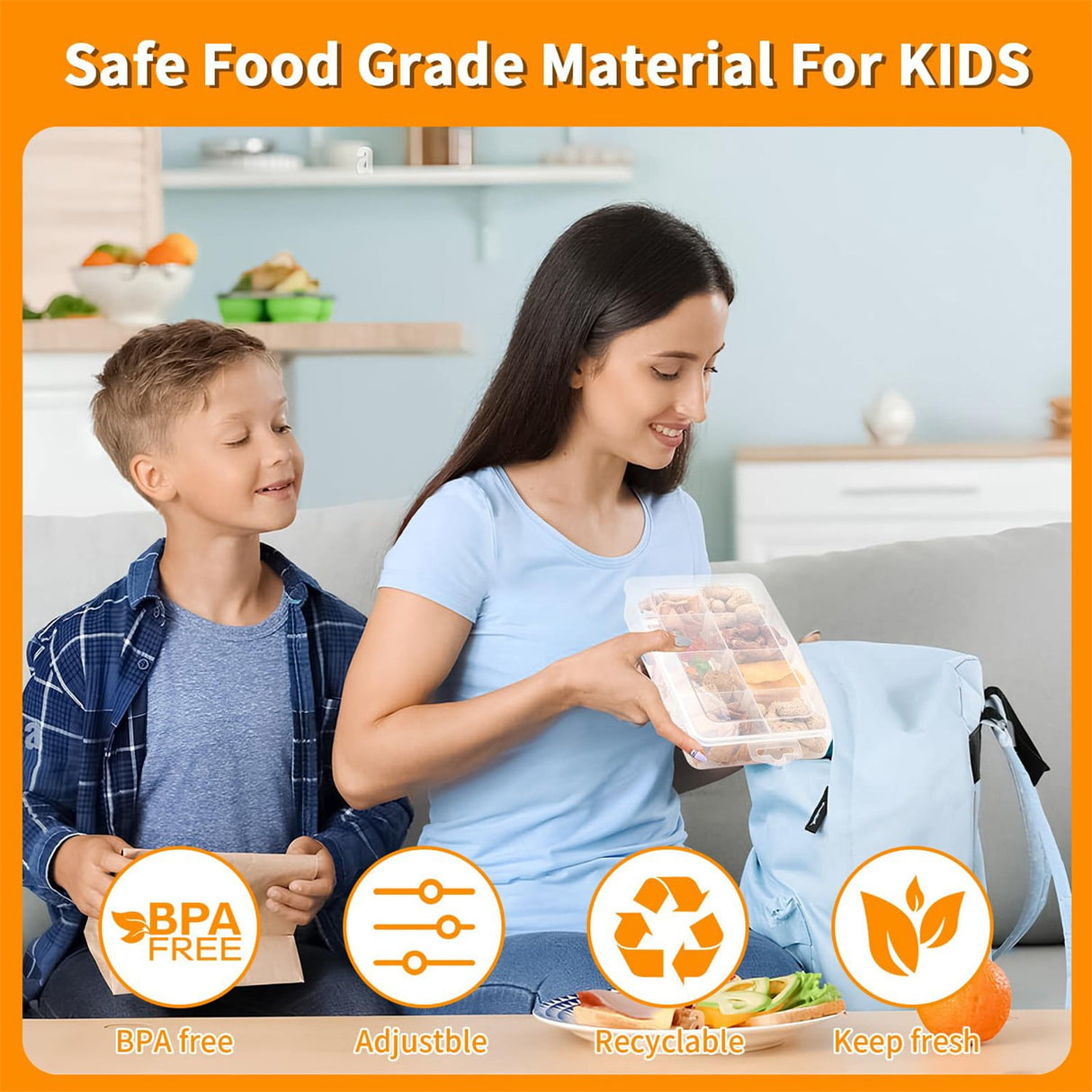 JWDX Food Storage Clearance, Snack Box Containers for Little Boys and Girls Snack Box Containers with 10 Adjustable Compartments Snack Box for Travel Meals Portable Easy to Use and Clean As shown