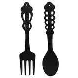 LGCASL Metal Fork Spoon Wall Decor Hanging Sculpture Farmhouse Wall Decor for Kitchen, Two-Piece Wall Sticker Set Wrought iron wall decoration Black