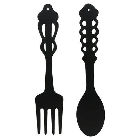 LGCASL Metal Fork Spoon Wall Decor Hanging Sculpture Farmhouse Wall Decor for Kitchen, Two-Piece Wall Sticker Set Wrought iron wall decoration Black