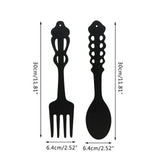 LGCASL Metal Fork Spoon Wall Decor Hanging Sculpture Farmhouse Wall Decor for Kitchen, Two-Piece Wall Sticker Set Wrought iron wall decoration Black