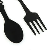 LGCASL Metal Fork Spoon Wall Decor Hanging Sculpture Farmhouse Wall Decor for Kitchen, Two-Piece Wall Sticker Set Wrought iron wall decoration Black